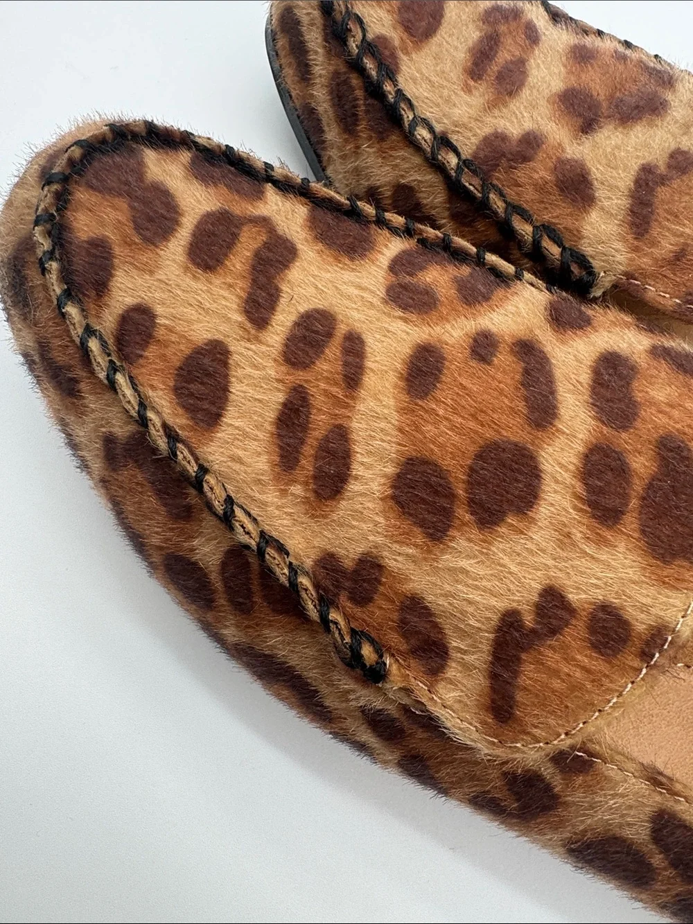 Dolce vita size 10 Leopard Print Faux-Hair Loafers - Brown